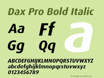 Dax Pro Bold Italic Version 7.504; 2017; Build 1029图片样张