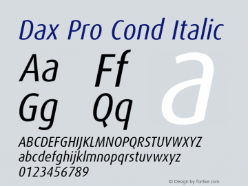 Dax Pro Cond Italic Version 7.504; 2017; Build 1023图片样张