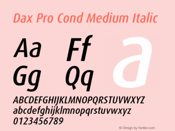 Dax Pro Cond Medium Italic Version 7.504; 2017; Build 1023图片样张