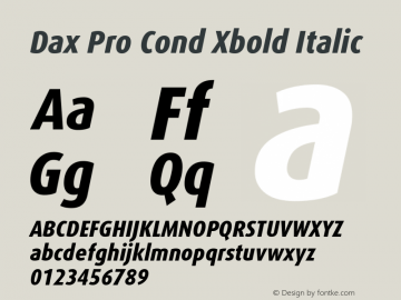 Dax Pro Cond Xbold Italic Version 7.504; 2017; Build 1023图片样张