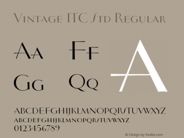 Vintage ITC Std Regular Version 1.101;PS 001.001;hotconv 1.0.38 Font Sample