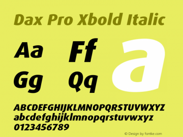 Dax Pro Xbold Italic Version 7.504; 2017; Build 1027图片样张