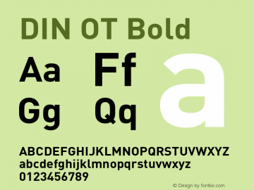 DIN OT Bold Version 7.601, build 1030, FoPs, FL 5.04图片样张