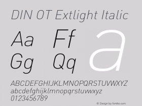 DIN OT Extlight Italic Version 7.601, build 1030, FoPs, FL 5.04图片样张