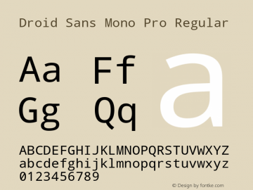 Droid Sans Mono Pro Version 1.20图片样张