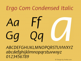 Linotype Ergo Com Condensed Italic Version 1.01图片样张