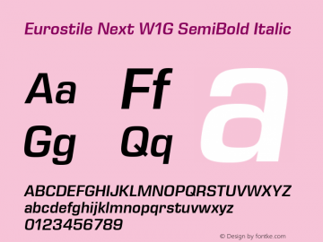 Eurostile Next W1G SemiBold It Version 1.00图片样张