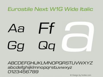 Eurostile Next W1G Wide Italic Version 1.00图片样张