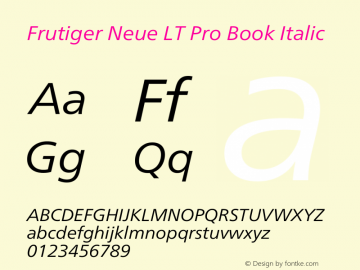 Frutiger Neue LT Pro Book Italic Version 1.00图片样张
