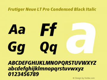 Frutiger Neue LT Pro Cn Medium Bold Italic Version 1.00图片样张