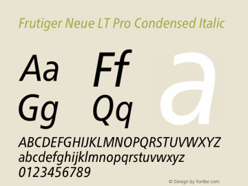 Frutiger Neue LT Pro Cn Regular Italic Version 1.00图片样张