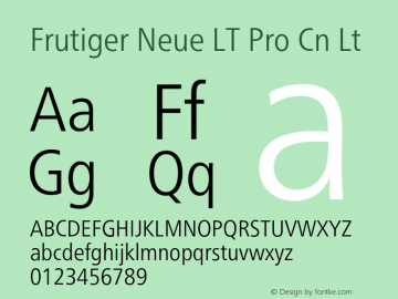 Frutiger Neue LT Pro Cn Lt Version 2.300图片样张