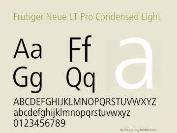 Frutiger Neue LT Pro Cn Light Version 1.00图片样张