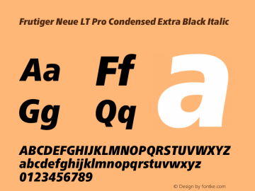 Frutiger Neue LT Pro Cn XBlack Italic Version 1.00图片样张