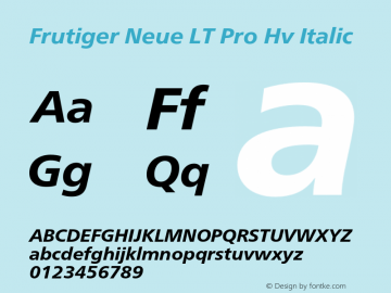 Frutiger Neue LT Pro Hv It Version 2.200图片样张