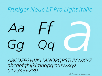 Frutiger Neue LT Pro Light Italic Version 1.00图片样张