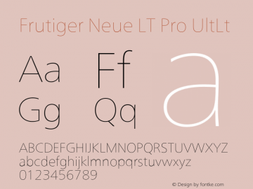 Frutiger Neue LT Pro UltLt Version 2.200图片样张