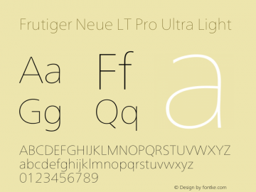 Frutiger Neue LT Pro UltLt Version 1.00图片样张