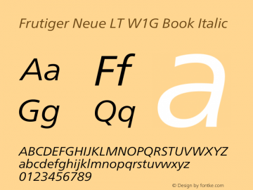 Frutiger Neue LT W1G Book Italic Version 1.20图片样张