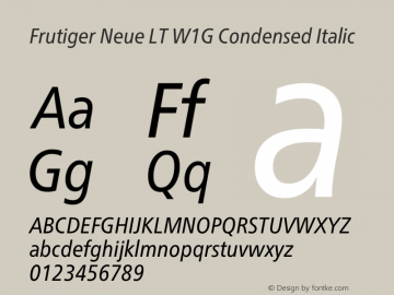 Frutiger Neue LT W1G Cn Regular Italic Version 1.20图片样张