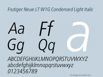 Frutiger Neue LT W1G Cn Light Italic Version 1.20图片样张