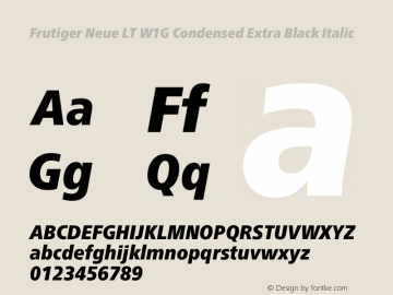 Frutiger Neue LT W1G Cn XBlack Italic Version 1.20图片样张