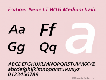Frutiger Neue LT W1G Medium Italic Version 1.20图片样张