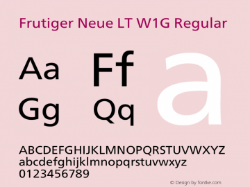 Frutiger Neue LT W1G Version 1.20图片样张