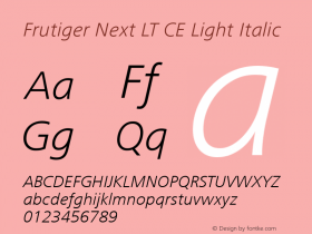 Frutiger Next LT CE Light Italic Version 3.01图片样张