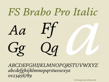 FS Brabo Pro Italic Version 1.02;PS 001.001;hotconv 1.0.88;makeotf.lib2.5.64775图片样张