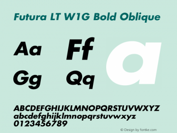 Futura LT W1G Bold Oblique Version 1.00图片样张