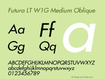 Futura LT W1G Medium Oblique Version 1.00图片样张