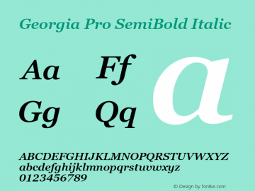 Georgia Pro SemiBold Italic Version 6.02图片样张