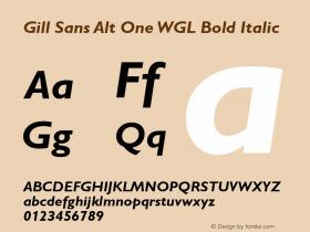 Gill Sans Alt One WGL Bold Italic Version 1.00 Build 1000图片样张