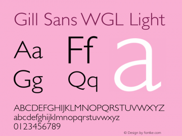 Gill Sans WGL Light Version 1.00 Build 1000图片样张