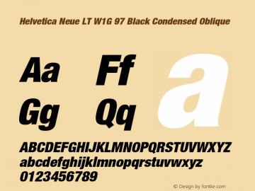 HelveticaNeueLT W1G 97 BlkCn Italic Version 1.00 Build 1000图片样张