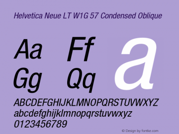HelveticaNeueLT W1G 57 Cn Italic Version 1.00 Build 1000图片样张