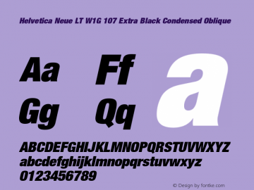 HelveticaNeueLT W1G 107 XBlkCn Italic Version 1.10 Build 1000图片样张