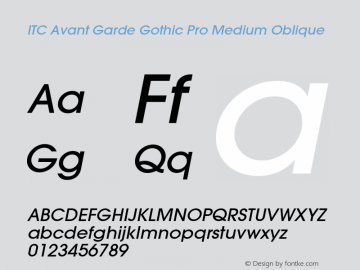 ITC Avant Garde Pro Md Italic Version 1.00 Build 1000图片样张