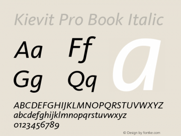 Kievit Pro Book Italic Version 7.600, build 1030, FoPs, FL 5.04图片样张