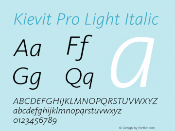 Kievit Pro Light Italic Version 7.600, build 1030, FoPs, FL 5.04图片样张