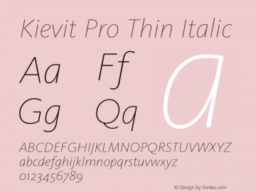 Kievit Pro Thin Italic Version 7.600, build 1030, FoPs, FL 5.04图片样张