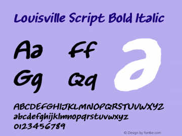 Louisville Script Bold Italic Version 1.00图片样张