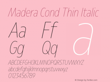 Madera Cond Thin Italic Version 2.01图片样张