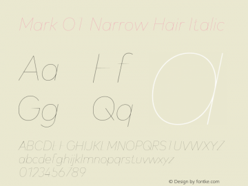 Mark OT Narrow Hairline Italic Version 7.60图片样张