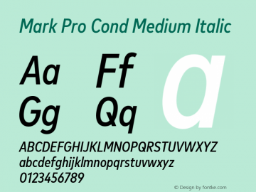 Mark Pro Cond Medium Italic Version 7.60图片样张