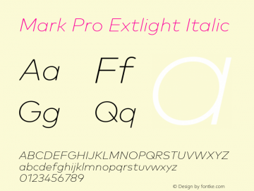 Mark Pro Extlight Italic Version 7.60图片样张