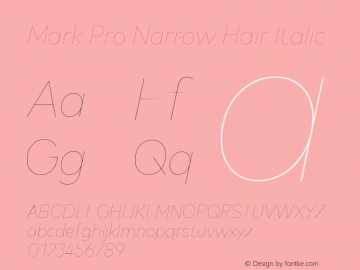 Mark Pro Narrow Hairline Italic Version 7.60图片样张