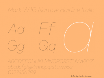 Mark W1G Narrow Hairline Italic Version 1.00, build 8, g2.6.4 b1272, s3图片样张