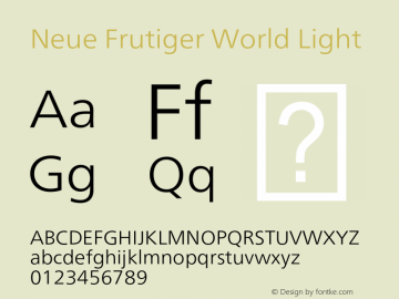 Neue Frutiger World Light Version 1.01图片样张